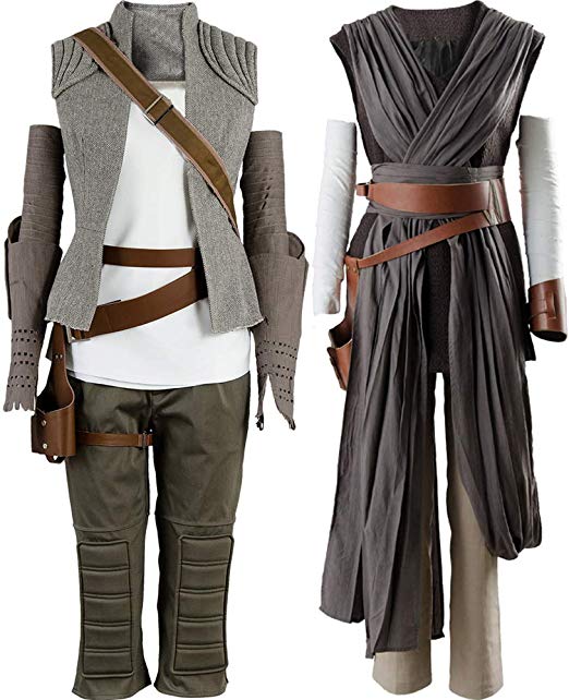 Cosplaysky The Force Awakens The Rise of Skywalker Halloween Tunic Outfit for Rey Costume 3 Versions