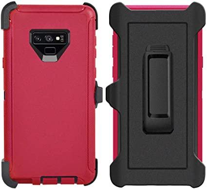 Defender Case for Samsung Galaxy Note 9,[NO Screen Protector][Heavy Duty][Drop Protection] Tough Rugged TPU Hybrid Hard Shell Case for Galaxy Note 9 (Red Black)