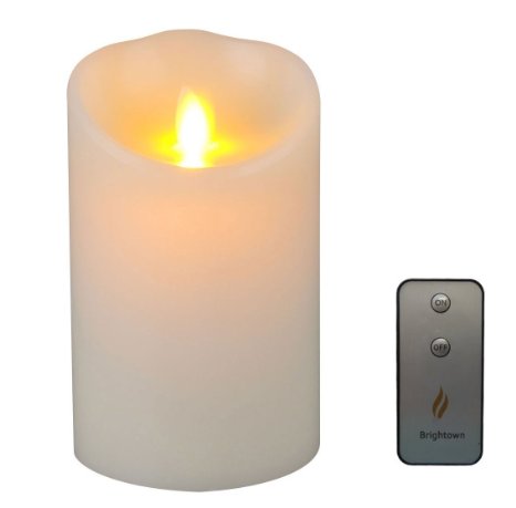 Remote Included Lumina Wax Candle 35x5 Flameless Moving Wick Candle with Timer Ivory
