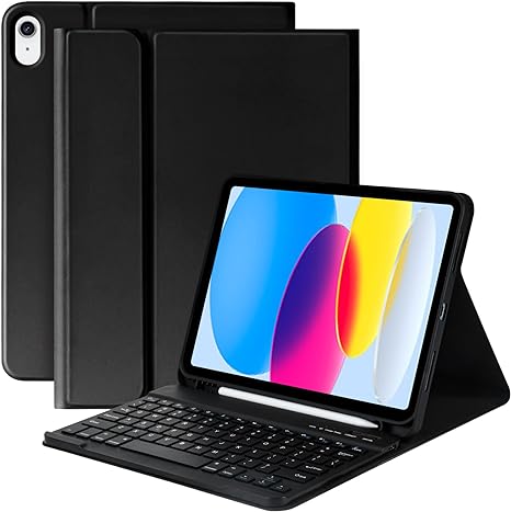 KBCASE iPad 10th Generation Case with Keyboard (10.9", 2022), iPad Keyboard Case for A2757/A2777/A2696, Detachable - Pencil Holder - Flip Stand Cover - Keyboard Case for Latest iPad 10th Gen