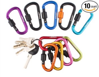 D-FantiX Aluminum D-ring Locking Carabiner Keychain Spring Clip Lock Carabiner Hook Outdoor Camping Equipment