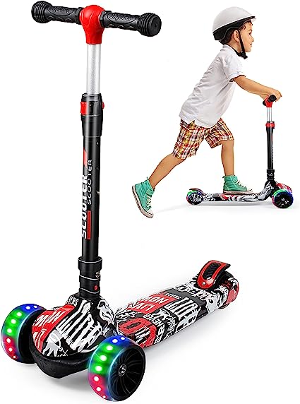 SISIGAD Scooters for Kids Ages 3-12, Toddler & Kids Scooter, 3 Wheel Scooters with Adjustable Height Handlebars, Foot Activated Brake, Mini Kick Scooter for Kids,Christmas Birthday Gifts