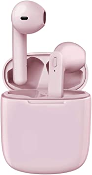 Wireless Earbuds Bluetooth 5.0 Headphones with 30H Cycle Playtime Built-in Mic IPX7 Waterproof Headsets with Charging Case,Extra Bass, Touch Control in-Ear Buds,for Android/Phones etc (Pink)