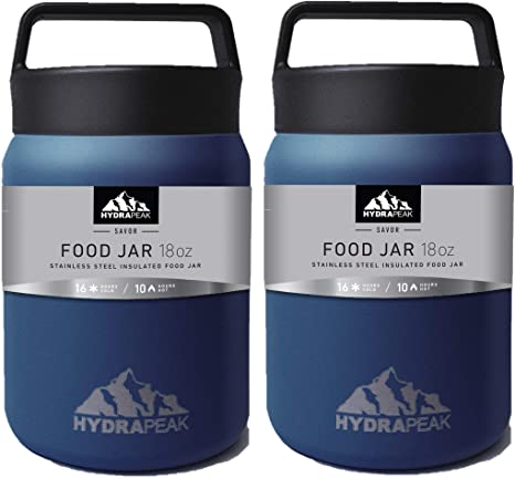 Hydrapeak 18 oz Insulated Lunch Container | Hot Food Jar | Stainless Steel Vacuum Bento Lunch Box | Leak Proof | Hot Cold Food for Kids Adult School Office Picnic Travel Outdoors