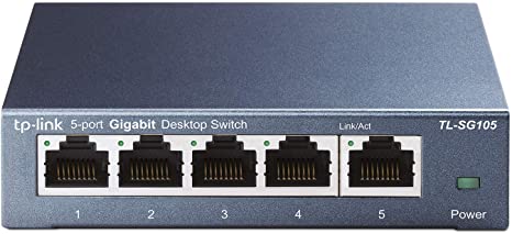 TP-Link - TL-SG105 5 Port Gigabit Ethernet Network Switch - Ethernet Splitter | Plug & Play | Fanless | Sturdy Metal w/ Shielded Ports | Traffic Optimization | Unmanaged | Limited Lifetime Protection(TL-SG105) Black