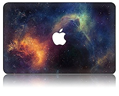 KEC MacBook Case Hard Shell Cover with Galaxy Space Universe Pattern Laptop Folio Case (MacBook Pro Retina 13 Inch (A1502 / A1425), Orange)