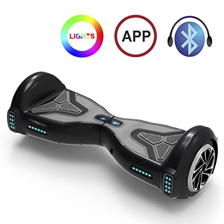 TOMOLOO Hoverboard Self Balancing Scooter Electric Hover Board with Bluetooth Lights -UL Certified- Black