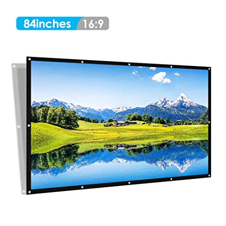 PVC Projection Screen, GBTIGER Portable Outside Projector Screen 84 inches 16:9 Family Use Backyard Movie Screen Bussiness Presentation, Speech, Teaching, Party Applicable, PVC Fabric.