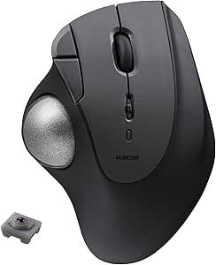 ELECOM Ergonomic Comfort Design Trackball IST Bluetooth 5.3, Smooth Tracking with Ruby Ball Bearing, 36mm Ball, Thumb Control, Compatible for Windows, PC, Mac, iPadOS, and Android Black (M-IT10BRBK)