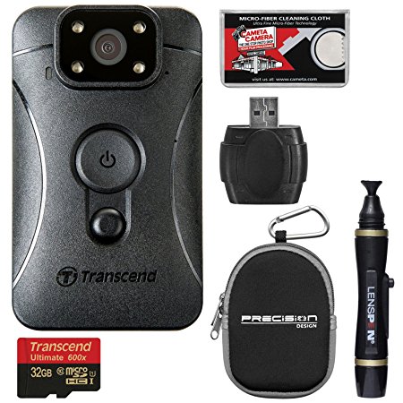 Transcend DrivePro Body 10 1080p HD Video Camera Camcorder with 32GB Card   Case   Lenspen   Kit