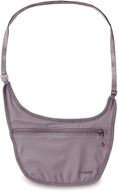 Pacsafe Coversafe S80 Hidden Undercover Travel Body Pouch for Women (Washable) - Stash Passport, Credit Cards and Money with Adjustable, Elastic Strap (Mauve Shadow), One Size