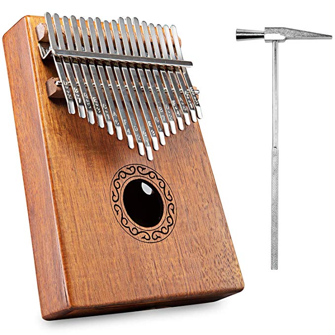 Calumet 17 Key African Kalimba Thumb Piano in White with Tuning Hammer