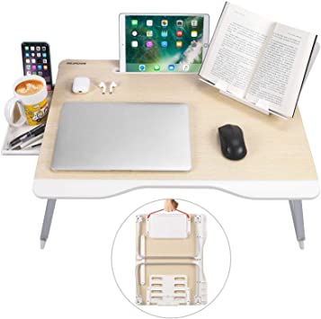 Laptop Bed Table, XXL Bed Trays for Eating, Laptops, Writing, Study and Drawing- Laptop Desk for Bed, Sofa and Couch- Folding Laptop Standwith Portable Book Stand and Drawer Storage, by NEARPOW