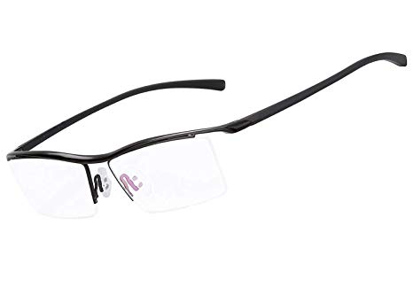 LUOMON Customize Prescription Glasses Men Semi Rimless Eyeglasses Titanium Frame