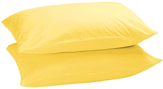 Comfy Basics 2 Pack Brushed Microfiber Bedding Pillow Cases (Yellow, King)