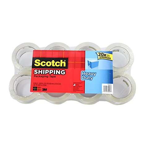 Scotch Heavy Duty Shipping Packaging Tape, 1.88 Inches x 54.6 Yards, 8 Rolls (3850-8), 436YD (400 m)