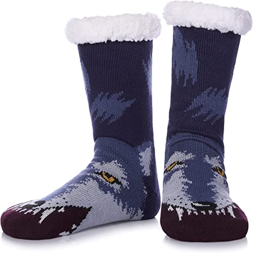 SDBING Mens Super Soft Warm Cozy Fuzzy Fleece-lined Winter With Grips Slipper socks