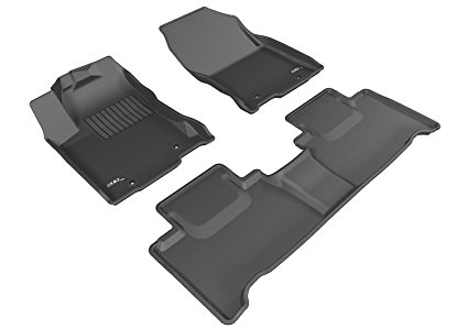 3D MAXpider Custom Fit Complete Floor Mat Set for Select Lexus NX200T/300H Models - Kagu Rubber (Black)