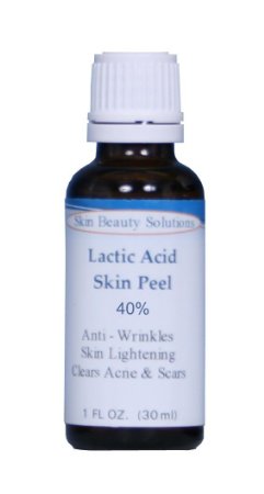 (1 oz / 30 ml) LACTIC Acid 40% Skin Chemical Peel- Alpha Hydroxy (AHA) For Acne, Skin Brightening, Wrinkles, Dry Skin, Age Spots, Uneven Skin Tone, Melasma & More (from Skin Beauty Solutions)