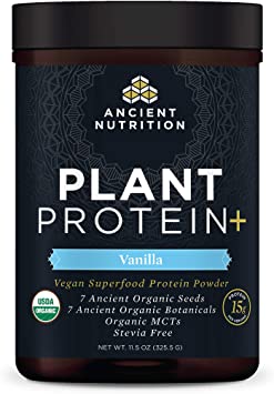 Plant Protein , Plant Based Protein Powder, Vanilla, Formulated by Dr. Josh Axe, Fusion of Organic Seeds & Botanicals Brings You a Vegan, Non-GMO, No Sugar Added Superfood Supplement, 11.5 oz