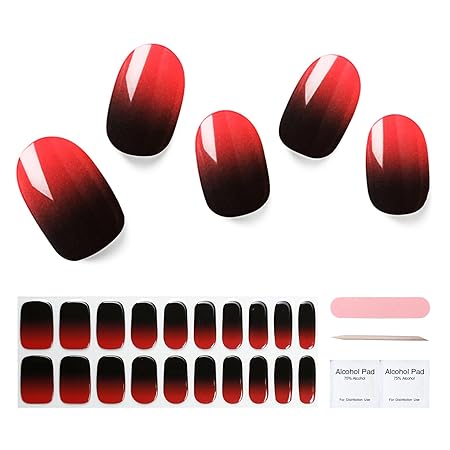 Nelikoo Semi Cured Gel Nail Strips, 20 pcs Gel Nail Stikers, Gel Nail Wraps Semi Cured, Salon-Quality, 2 Weeks Long Lasting