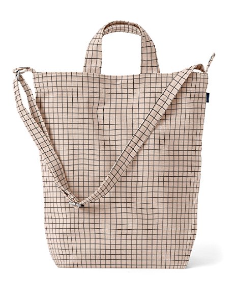 BAGGU Duck Bag Canvas Tote - Natural Grid