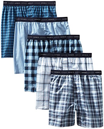 Hanes Men's 5-Pack Tagless Tartan Boxers with Exposed Waistband