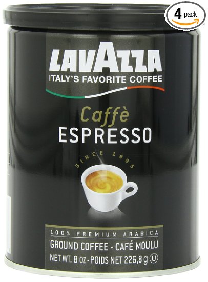 Lavazza Caffe Espresso - Medium Ground Coffee, 8-Ounce Cans (Pack of 4)