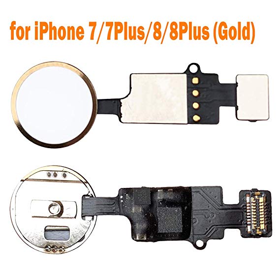 Johncase Home Button Main Key Flex Ribbon Cable Assembly Replacement Part Compatible for iPhone 7/7 Plus and 8/8 Plus All Carriers (Gold)