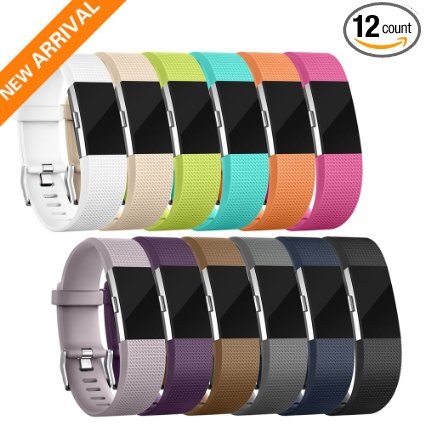 Fitbit charge 2 Bands,12Pack Replacement Accessory Bands for Fitbit Charge 2 Wristband(Small,Large,Different Color),Special Edition Sport Strap Bracelet
