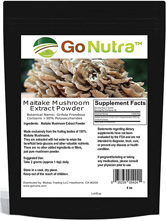 Maitake Mushroom Extract Powder by Go Nutra 8 oz | Grifola Frondosa 30% Polysaccharides | Maitake King of The Mushrooms | Immune Support, Blood Sugar Regulation