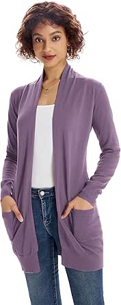 GRACE KARIN Women Lightweight Cardigan Sweaters with Pocket Long Sleeve Shrugs