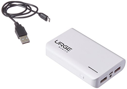 URGE Basics 6,000mAh Powerbank with Dual USB with LED Flashlight - Retail Packaging - White