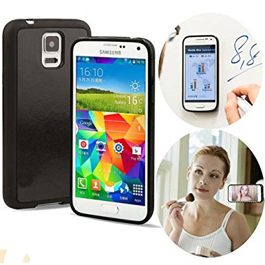 Samsung Galaxy Note 4 Case, Ranyi [Anti-Gravity Series] [Self Sticky] [Nano-suction Technology] with Magical Nano Sticky Stick to glass, mirrors, whiteboards, metal, kitchen cabinets (black/black)