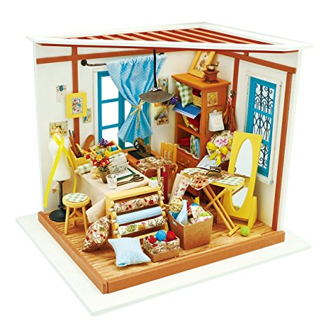 ROBOTIME DIY Dollhouse Kit Miniature Tailo's Shop Mini DIY House Kits Gifts for Adults and Teens