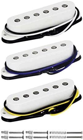 FLEOR Alnico 5 Strat Pickup Single Coil Pickups Guitar Neck/Middle/Bridge Pickup White for Strat Squier Electric Guitar