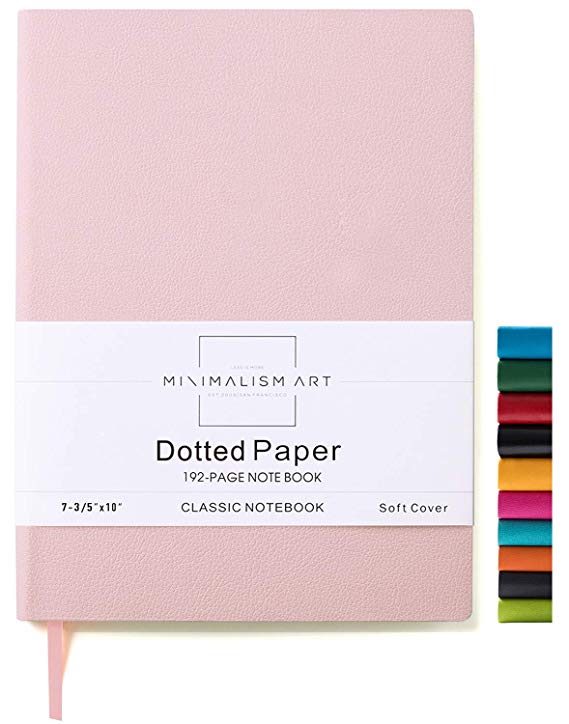 Minimalism Art, Soft Cover Notebook Journal, Composition B5 Size 7.6 X 10 inches, Pink, Dotted Grid Page, 192 Pages, Fine PU Leather, Premium Thick Paper - 100gsm, Designed in San Francisco