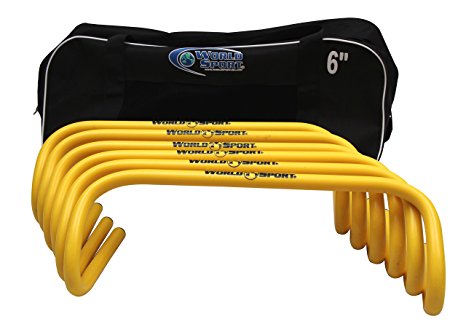 World Sport Set of SIX 6 Inch Agility Hurdles with Carry Bag