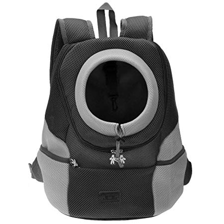 Mangostyle Airline Approved Cat Dog Backpack, Puupy Pet Carrier Front Bag with Breathable Head Out Design and Double Mesh Padded Shoulder for Outdoor Travel Hiking (M, Black)