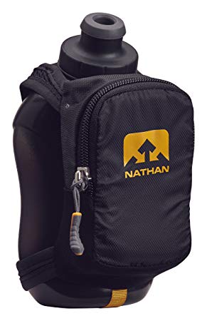 Nathan NS4859 Speedshot Plus Quick Grip 12 oz Running Water Bottle Flask with Zip Pocket