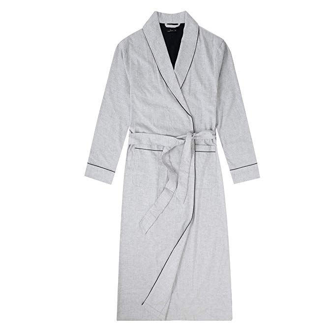 Noble Mount Mens Premium 100% Cotton Flannel Long Robe