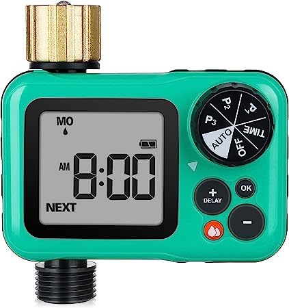 RESTMO Dual-Mode Sprinkler Timer, Interval & 7-Day Programmable Water Timer, Garden Hose Timer with 3 Separate Programs, Automatically Water Outdoor Lawn and Control Drip Irrigation System