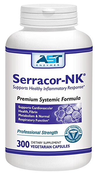 Serracor-NK - 300 Vegetarian Capsules - Circulatory and Respiratory Support - Premium Natural Systemic Enzyme Formula - Contains Enteric-Coated Serrapeptase and Nattokinase - AST Enzymes - 100% Satisfaction Guaranteed
