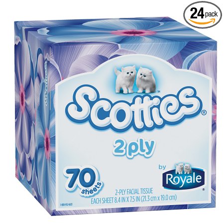 Scotties 2-Ply Facial Tissue, 70 Count (Pack of 24)