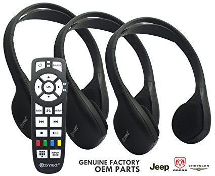 3 OEM Headphones & Remote Set for Chrysler Dodge Jeep Uconnect Audio Kit 05091246AA