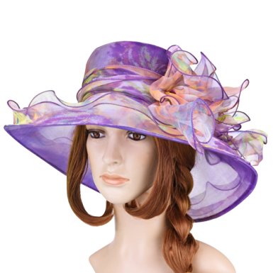 Vbiger Kentucky Derby Hats Church Hats Flat Hats Large Wide Brim Gauze Hat