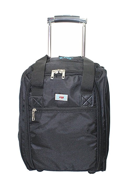 BoardingBlueRolling Personal Item Under Seat Duffel Bag for the Airlines of American, Frontier, Spirit- Black