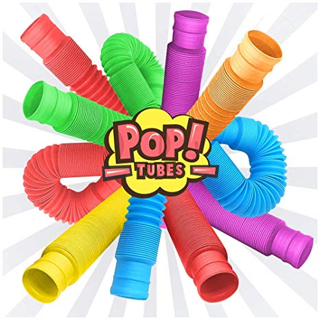 Fidget Pop Tube Toys for Kids and Adults 6 Pack, Pipe Sensory Tools for Stress and Anxiety Relief, Cool Bendable Multi-Color Stimming Toys Great as Gift, Party Favors, and Prizes for Fidgeters