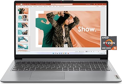 Lenovo IdeaPad 1 – (2023) - Everyday Notebook - Windows 11-15.6" Full HD – 8GB Memory – 512GB Storage - AMD Ryzen5-5500U - Cloud Grey