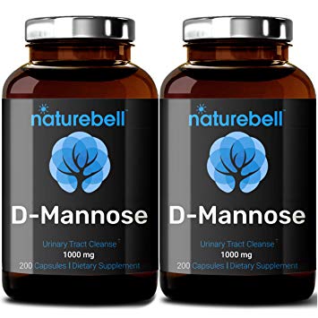 2 Pack NatureBell D-Mannose 1000mg Per Serving, 200 Capsules. Supports Urinary Tract Cleanse in Women and Prostate Health in Men